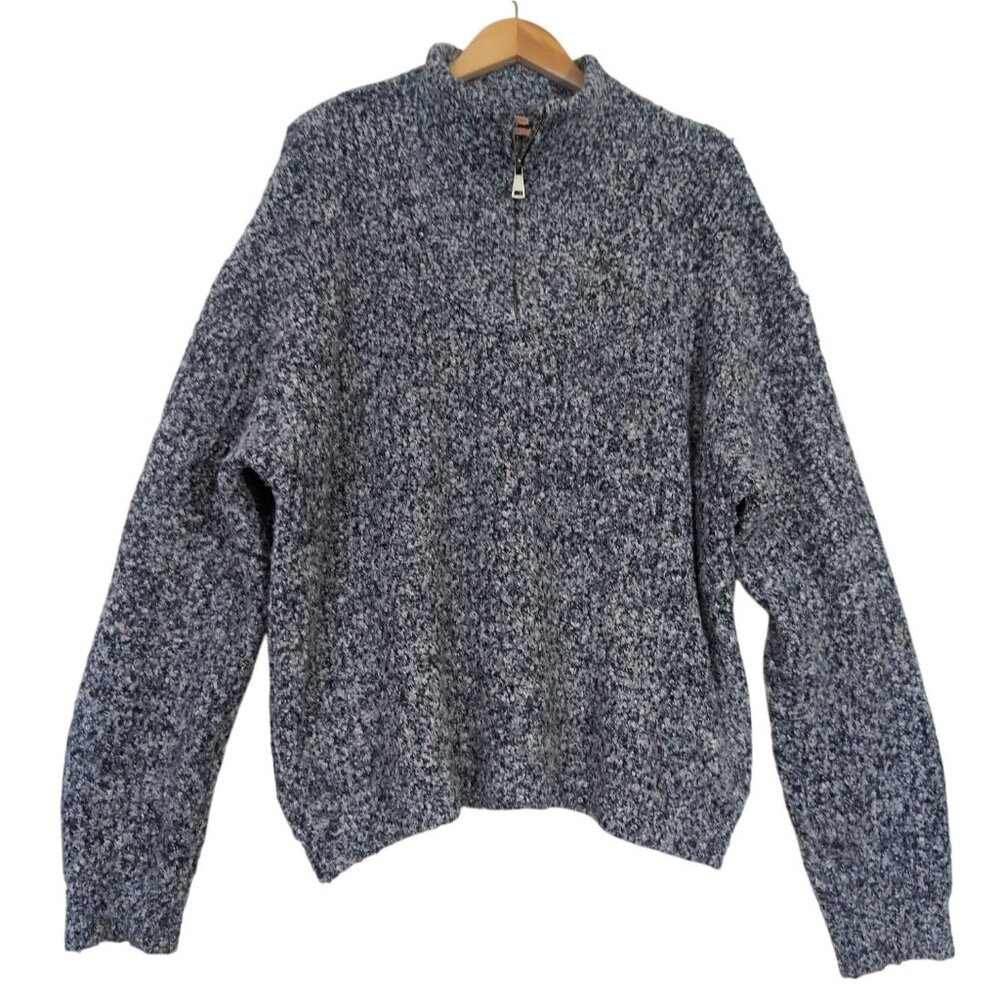 Urban Outfitters 1/4 Zip Sweater Womens L Blue Mock Neck Cozy Cabin Gorpcore Y2K